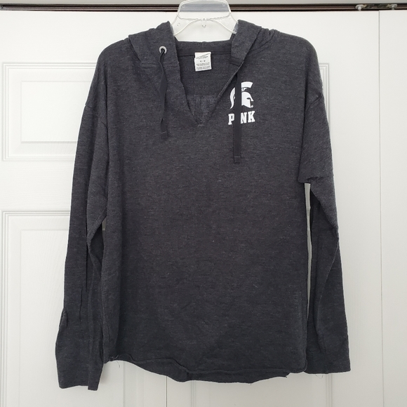 PINK Victoria's Secret Tops - VS PINK MSU Lightweight Hoodie